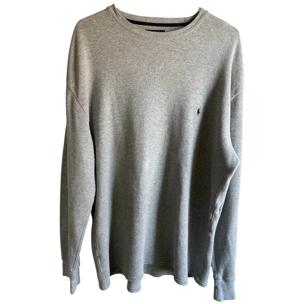 Polo Ralph Lauren Mens 3XL Thermal ShirtGray Waffle Knit Cotton Long Sleeve